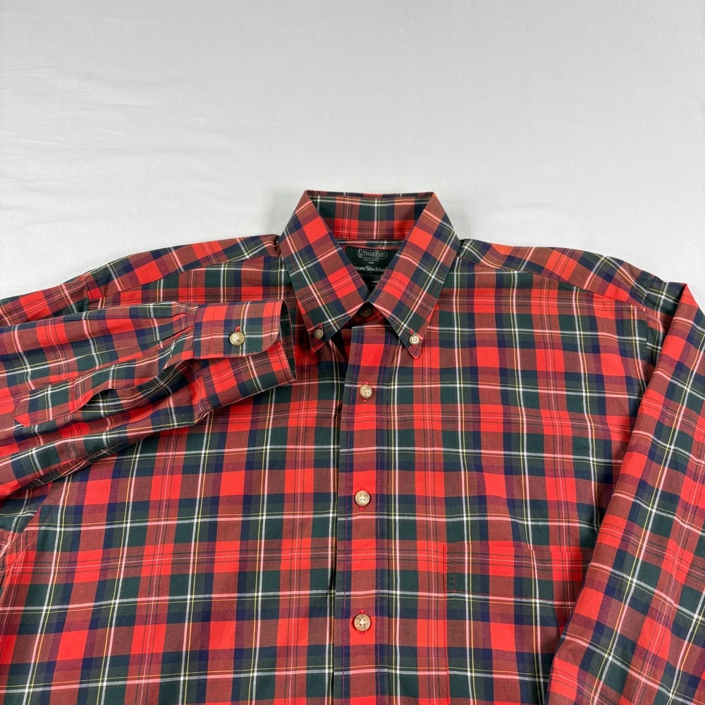 Gitman Bros Shirt Mens Small Red Plaid Button Up Long Sleeve USA Made